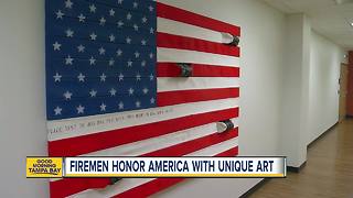 Temple Terrace firefighters honor America by making flags out of old fire hoses