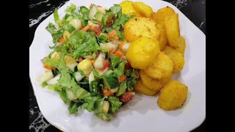 Spicy Roasted Potato and Salad