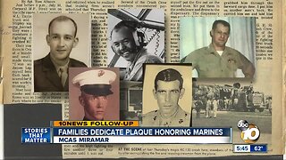 Families dedicate MCAS Miramar plaque honoring Marines