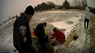 Southlake Police help rescue dog from frozen pond