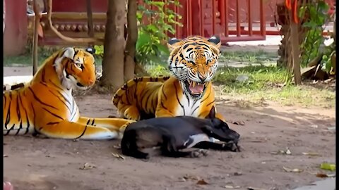 Fake tiger prank dog video hot sale