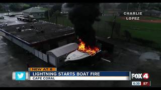 Lightning strike causes boat to catch on fire