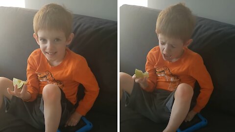 Kid tries a lime for the very first time