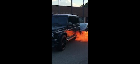 Mercedes benz gwager g class shot fire from exhaust