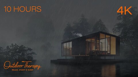 Rainy Night at a Modern Lake House | Calming Rain on a Lake Ambience with Subtle Background Thunder