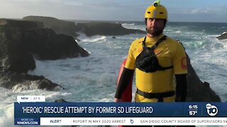Former San Diego lifeguard lauded for rescue attempt in treacherous waters