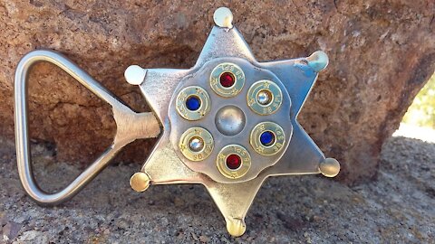 GENUINE Gemmed Revolver Belt buckle Sheriff Star ENTIRELY HANDCRAFTED!