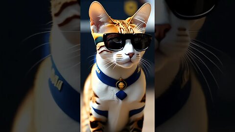 An anthropomorphic spectacled cat in a colombian police suit and sunglasses #fypシ #catlover #fypシ゚