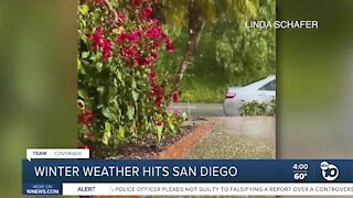 Winter weather brings rain, hail, snow to parts of San Diego County