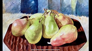 Easy Pear Painting in watercolor