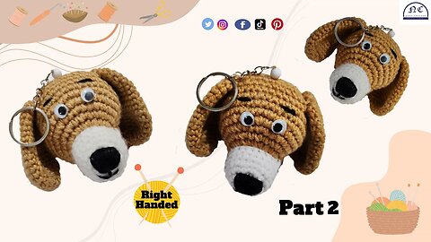 How to make a crochet dog keychain Part 2 - Amigurumi dog ( Right Handed ) with the pattern