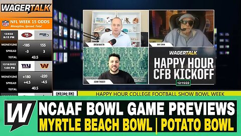 Happy Hour CFB Kickoff Show | NCAAF Bowl Game Previews | Myrtle Beach Bowl | Potato Bowl