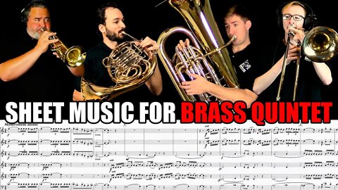 BRASS QUINTET "O Come All Ye Faithful". Merry Christmas! Sheet Music Play Along.