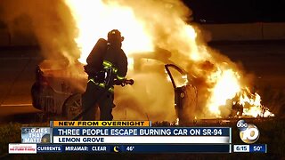 3 people escape car fire on SR-94 in Lemon Grove