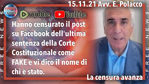 15.11.21 Avv. Polacco: la censura su Facebook avanza inesorabile.