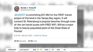 President Trump: USDOT pledges to fund transit system that connects St. Pete to popular beaches