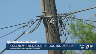 Tulsa resident worries about a towering power pole