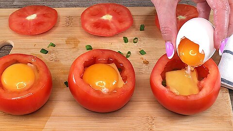 Just put the egg in the tomato and you will love it! Quick Breakfast Recipe