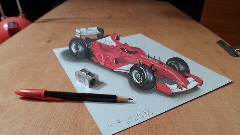 How to draw a 3D Ferrari Formula 1 car