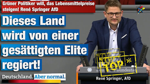 Grüner Politiker will, das Lebensmittelpreise steigen! René Springer AfD