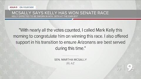 Democrat Kelly tops Republican McSally for Arizona Senate seat