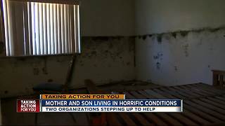 Mother, son living in horrific conditions