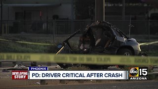 Driver critical after crash