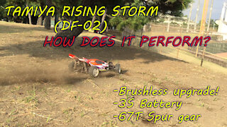Tamiya Rising storm DF-02 Brushless Upgrade (3S) and 67T Spur gear Quite Fast!!