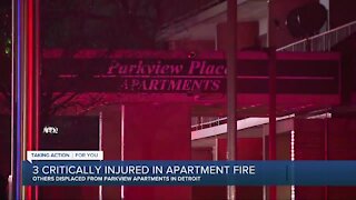 3 critically injured in apartment fire in Detroit