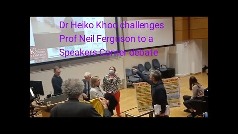 Chaos at Neil Ferguson's lecture - Fiona Diamond, Piers Corbyn, Heiko Khoo attend