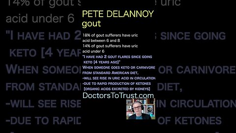 Pete Delannoy. 18% of gout sufferers have uric acid between 6 and 8 14% have uric acid under 6