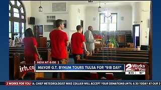 Mayor G.T. Bynum tours Tulsa for "918 Day"