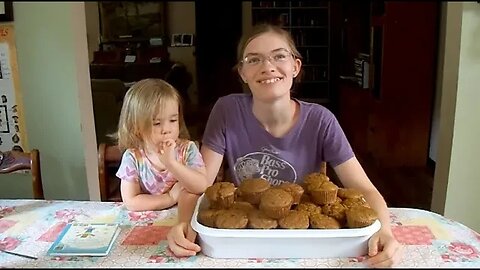 Teen Girl Makes Pumpkin Raisin Muffins - LARGE FAMILY STYLE!