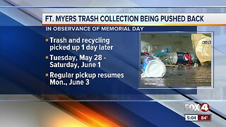 Fort Myers trash pickup changes in observance of Memorial Day