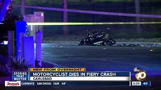 Motorcyclist killed in fiery crash in Carlsbad