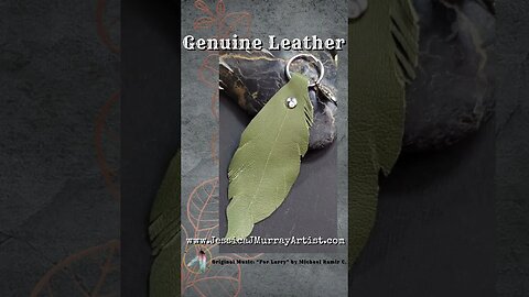 OLIVE, 4 inch, leather feather keyring