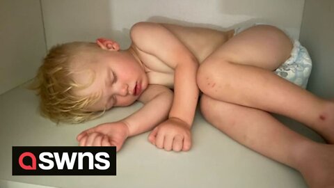 Meet the tot who will fall asleep anywhere but his own cot