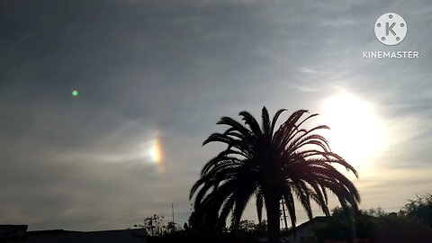 Arc exiting sun dog in aerosol saturated stratosphere.12/22/22 5:14pm San Diego,CA #geoengineering