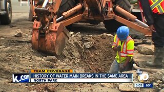 History of water main breaks in the same area