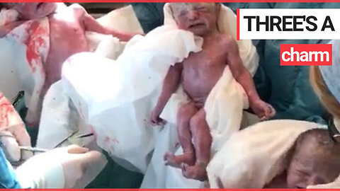 Incredible moment a set of triplets entered the world - in heartwarming footage captured by dad