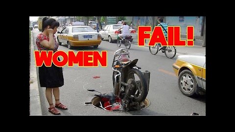 Funny women fal fail in traffic - Women 👠 without skill and funny failures, try not to laugh ...