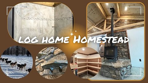Homestead Log Cabin // Fireplace / Shower Tile / Cold Room Shelving