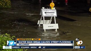 Water main break floods Hillcrest intersection