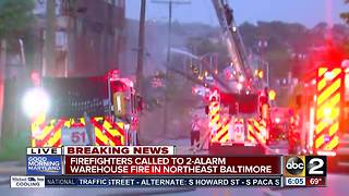 Crews battle fire at vacant warehouse in NE Baltimore