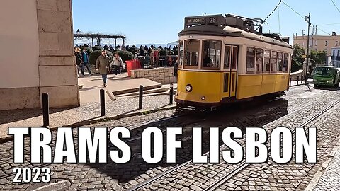 Lisbon Famous Yellow Trams E12 E18 E28 in narrow streets Tourist Must See 2023 #trams #railfans