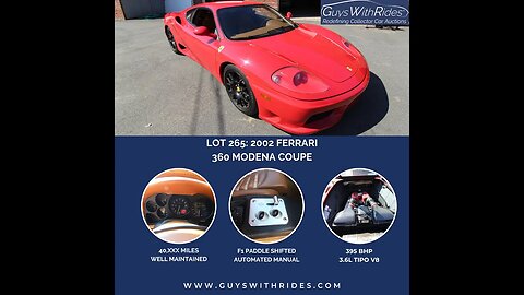 2002 Ferrari 360 Modena Coupe Walk-Around and Drive. Watch this Video and Place Your Bid!