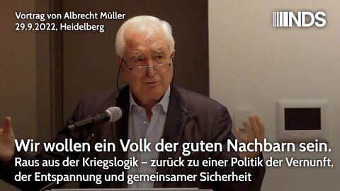 Albrecht Müller: Raus aus der Kriegslogik – zurück zu einer Politik der Vernunft – Vortrag 29.9.2022
