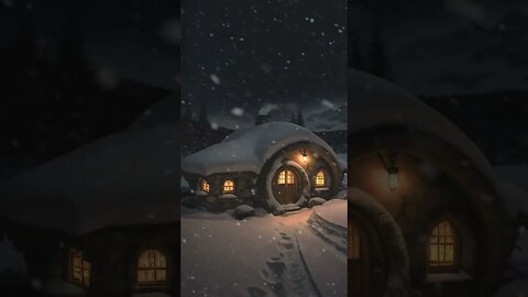 Low Rumbling Wind & Blowing Snow for Sleeping | The COZIEST Blizzard in a HOBBIT HOUSE in the Woods