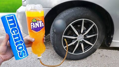 FANTA vs MENTOS in a CAR TIRE