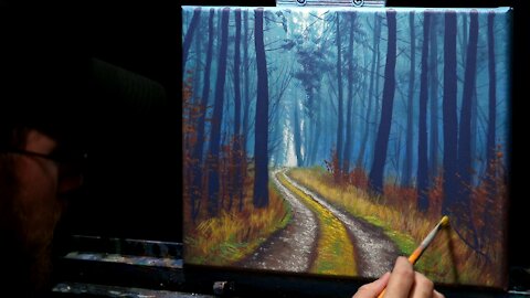 Acrylic Landscape Painting of a Forest Path - Time Lapse - Artist Timothy Stanford